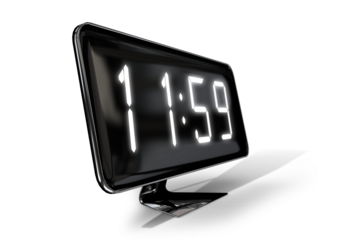 Digital png illustration of clock with 11 and 59 numbers on transparent background