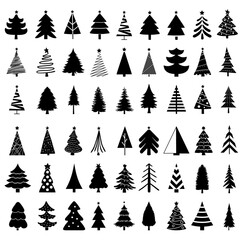 Christmas tree vector icon set. New year illustration sign collection. Winter symbol.