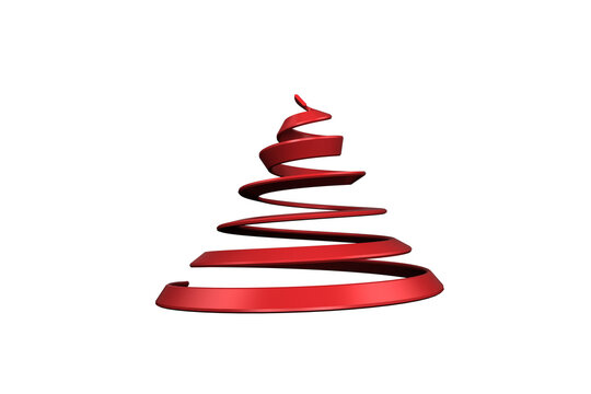 Digital png illustration of red ribbon in shape of chrismations tree on transparent background