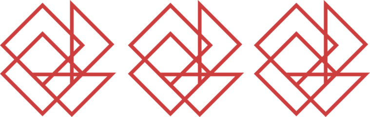 Digital png illustration of red geometric shapes repeated on transparent background