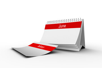 Digital png illustration of calendar with may and june empty card on transparent background
