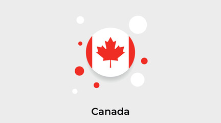 Fototapeta premium Canada flag bubble circle round shape icon colorful vector illustration