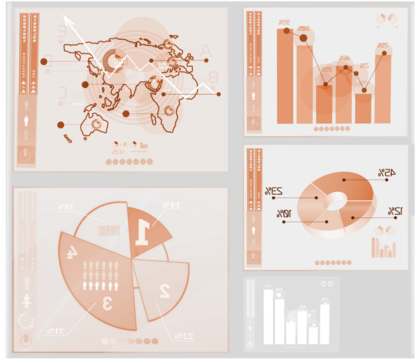 Digital png illustration of screen with map and charts on transparent background