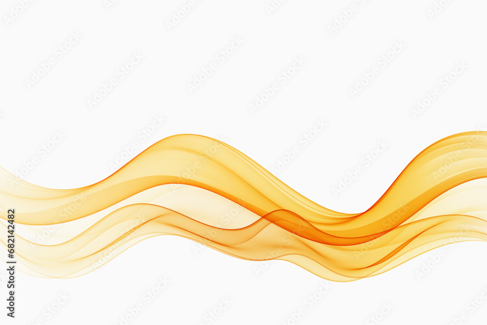 Poster wavy abstract orange lines in wave shape, data flow concept. white background and orange wave flow.