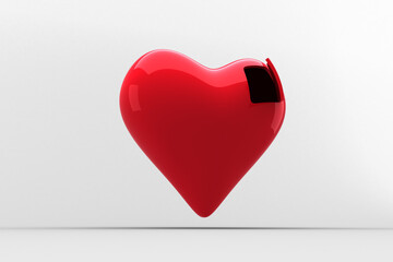 Digital png illustration of red shiny 3d heart with door on transparent background