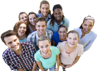 Digital png photo of diverse group of people smiling on transparent background