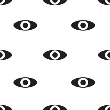Digital png illustration of black and white eyes repeated on transparent background