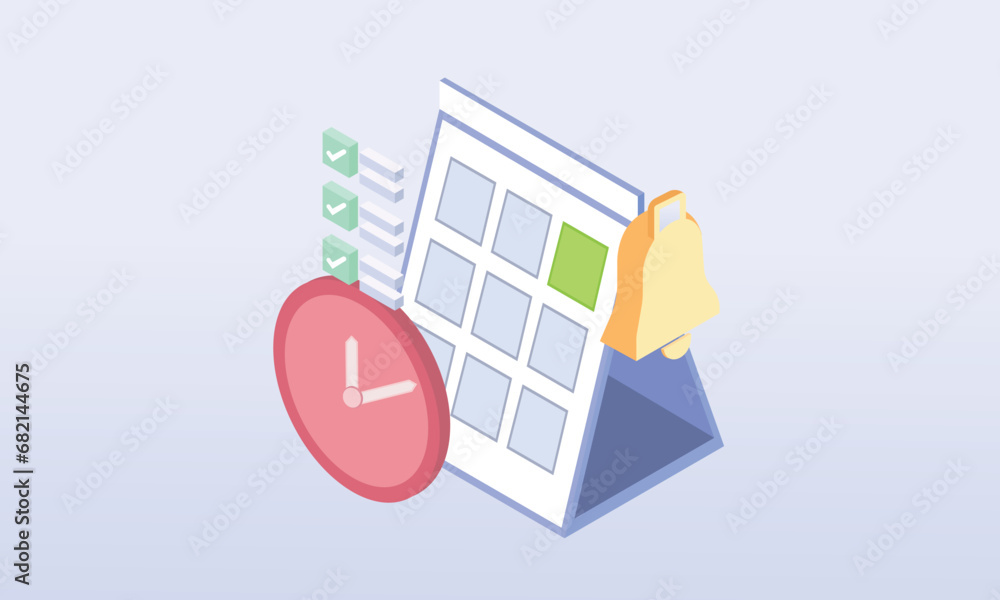 Aufkleber 3d minimal calendar marked date and time for reminder day.calendar with clock for schedule appointme