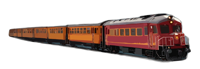  A Vibrant Digital Artwork of a Modern Train, transparent background