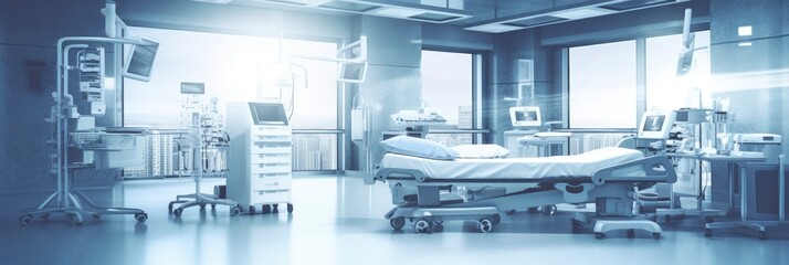 Empty hospital room. Health and medicine concept. Generative ai