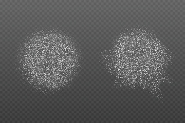 Realistic Powder sugar or salt texture, particles. Vector illustration isolated on dark grey background