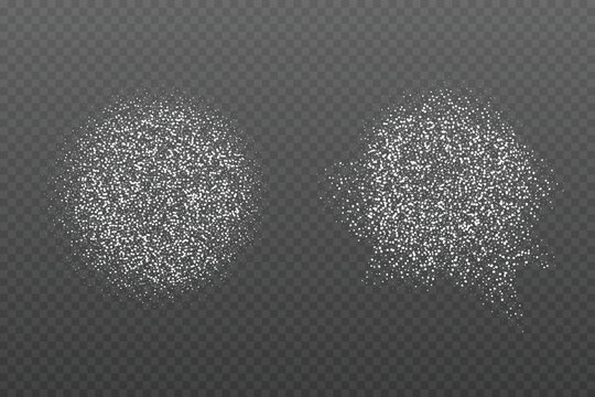 Realistic Powder sugar or salt texture, particles. Vector illustration isolated on dark grey background