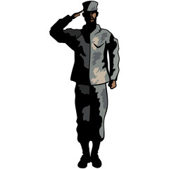 Digital png illustration of saluting soldier on transparent background