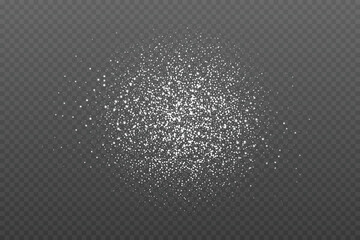 Realistic Powder sugar or salt texture, particles. Vector illustration isolated on dark grey background