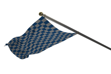 Digital png illustration of white and blue racing flag on transparent background