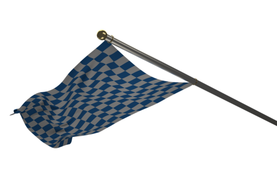 Digital png illustration of white and blue racing flag on transparent background