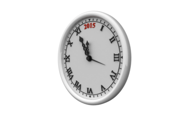 Digital png illustration of 2015 number on white clock on transparent background