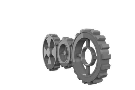 Digital png illustration of grey cogs on transparent background - Powered by Adobe