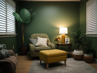 Serene and Supportive Therapy Room with Comfortable Seating