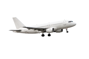 Take off a white passenger airplane isolated