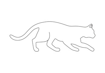 Continuous one line drawing of cat. International cat day. Isolated on white background vector illustration. Pro vector. 