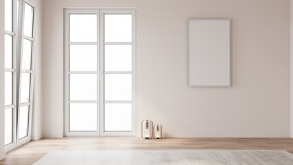 empty white interior design with empty space. 3 d rendering, 3 d illustration