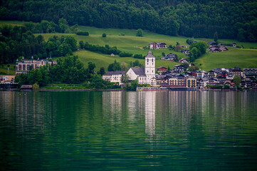Blick über den Wolfgangsee richtung St. Wolfgang im Salzkammergut