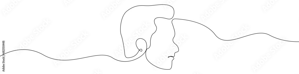 Poster face icon line continuous drawing vector. one line face contour icon vector background. man's face s