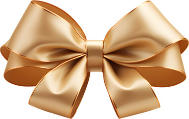 Gold ribbon for Christmas gift in PNG. Transparent background.
