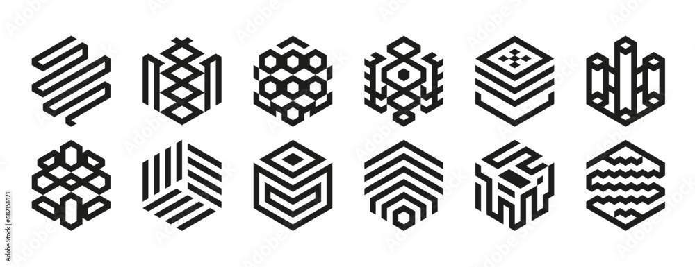 Poster minimal geometric form set. abstract modern shapes collection