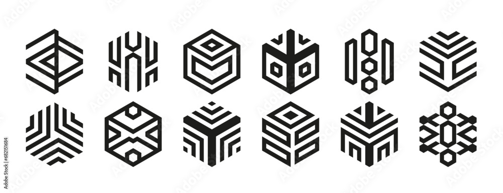 Poster minimal geometric form set. abstract modern shapes collection