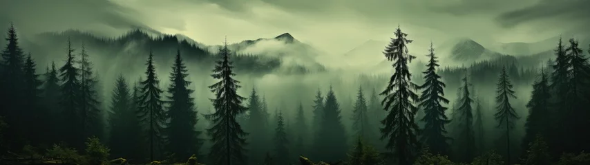 Fensteraufkleber Misty Forest: Tranquil and Mysterious Scene © Unitify