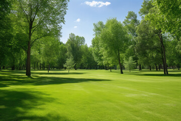 Obraz premium Beautiful Green Lawn In An Urban Park