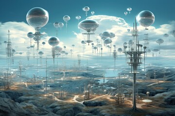 Obraz premium Science: Visualize scientific concepts in a surreal landscape