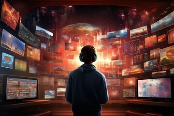 Obraz premium illustration of a future where news consumption becomes personalized and engaging, adapting to each individual's interests and preferences