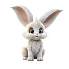 delicate, rabbit-like creature with long ears and soft, downy fur, on an isolated white background
