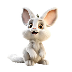 Fototapeta premium delicate, rabbit-like creature with long ears and soft, downy fur, on an isolated white background