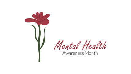 Mental Health Awareness Month in May banner. Annual campaign in United States of Healthy lifestyle concept. Minimalistic vector illustration for card, background.