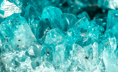 Aquamarine crystal mineral stone. Gems. Mineral crystals in the natural environment. Texture of...