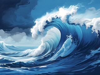 Abstract digital landscape with flowing wave