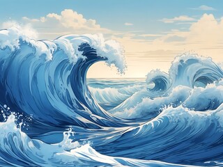 Abstract digital landscape with flowing wave