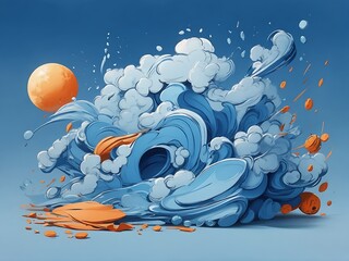 Abstract digital landscape with flowing wave