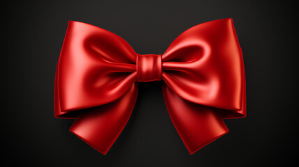 Red Christmas gift ribbon. Plain white background.
