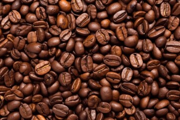 Fototapeta premium dark roasted coffee beans macro shot