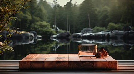 Obraz premium amazing podium product stand or display with blur background and cinematic light