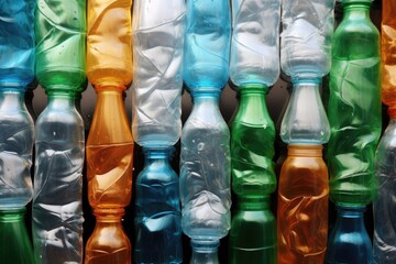 Plastic Bottles Background Artistic Recycling Pattern Design. Сoncept Diy Garden Projects, Natural...