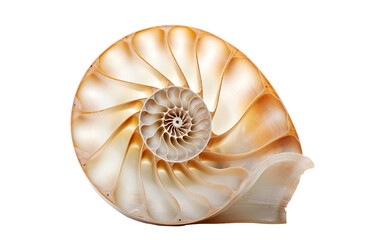 Charming Nautilus Shell with a Perfect Logarithmic Spiral Isolated on Transparent Background PNG. - obrazy, fototapety, plakaty