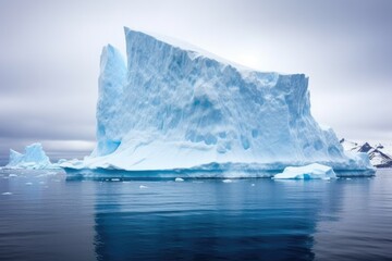 close up of a large iceberg that has recently calved from a glacier