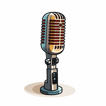 Microphone hand-drawn comic illustration. Microphone. Vector doodle style cartoon illustration