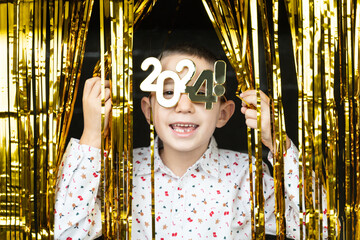 Sweet little boy celebrating New Years Eve. 2024!